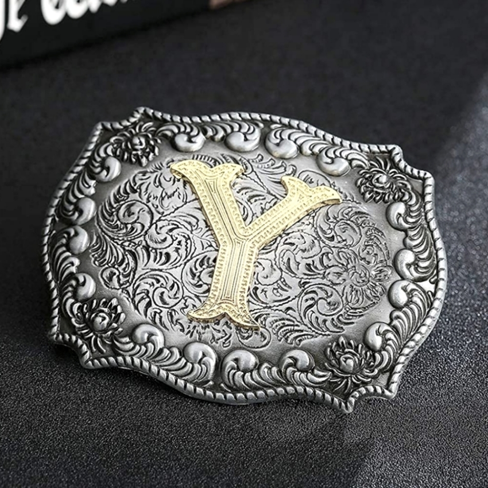 New letter Y initial western belt buckle approx. 3.5x2.5" Fits 1.5" belts.